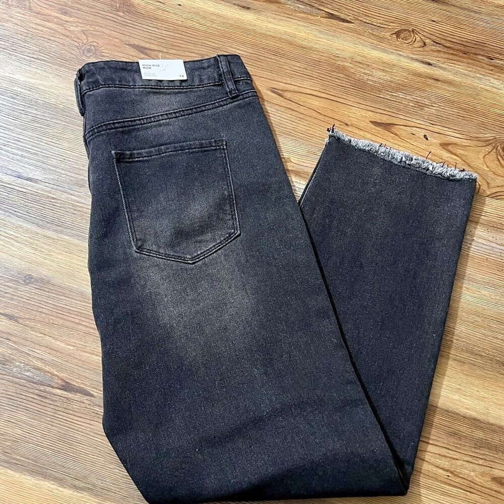 Rue 21 Jeans Size 14 Womens Mom Jean High Rise Dark Wash Black Denim NWT